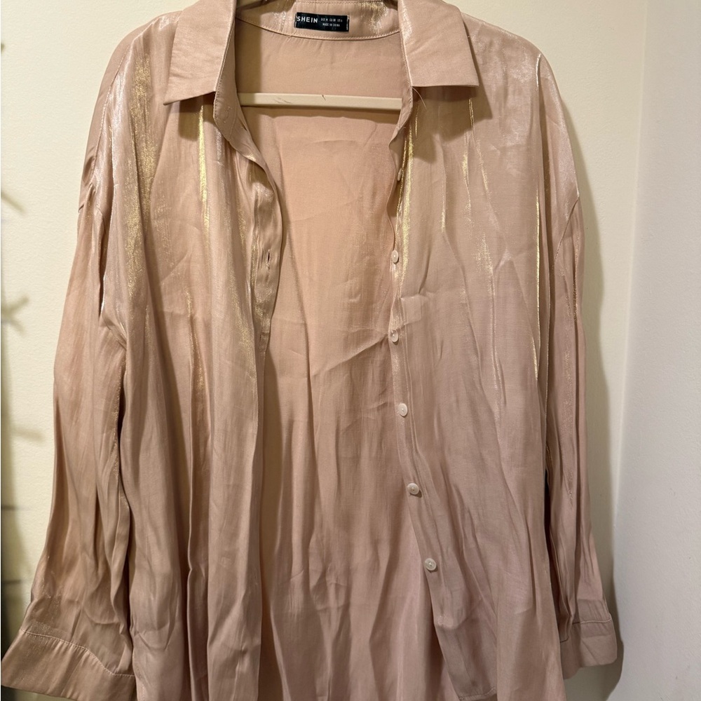 SHEIN Shimmering Pink Blouse